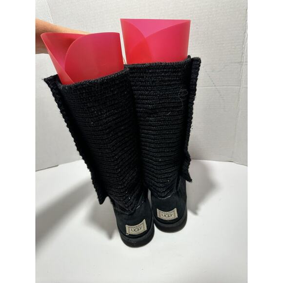 UGG CLASSIC CARDY 1967 KNIT BUTTON BLACK‎ TALL BOOTS US Sz 6 WOMEN Discontinued - Picture 13 of 13